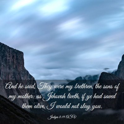 Picture 03 - Judges 8:19 ASV - And he said, They were my brethren, the sons of - Bible Verse Picture