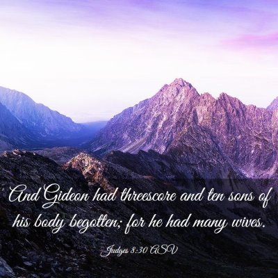 Picture 03 - Judges 8:30 ASV - And Gideon had threescore and ten sons of his - Bible Verse Picture