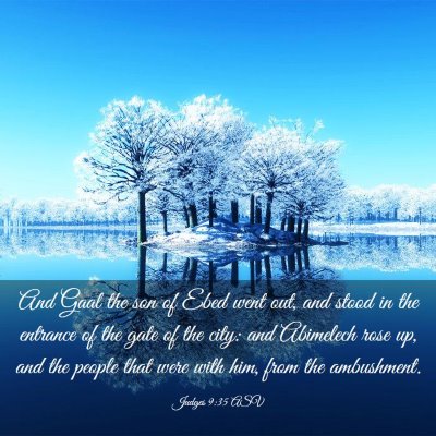 Picture 03 - Judges 9:35 ASV - And Gaal the son of Ebed went out, and stood in - Bible Verse Picture
