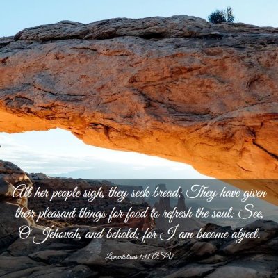 Picture 03 - Lamentations 1:11 ASV - All her people sigh, they seek bread; They have - Bible Verse Picture