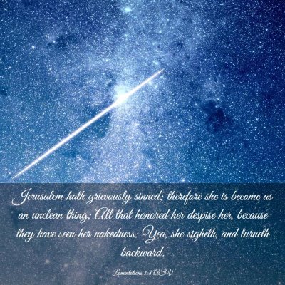 Picture 03 - Lamentations 1:8 ASV - Jerusalem hath grievously sinned; therefore she - Bible Verse Picture