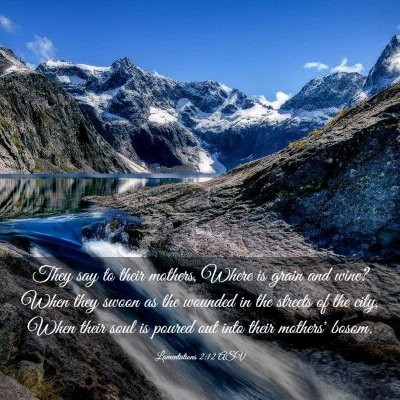 Picture 03 - Lamentations 2:12 ASV - They say to their mothers, Where is grain and - Bible Verse Picture