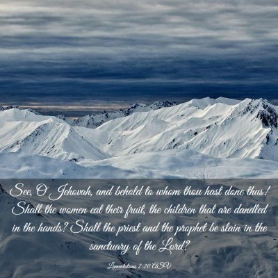 Picture 03 - Lamentations 2:20 ASV - See, O Jehovah, and behold to whom thou hast done - Bible Verse Picture