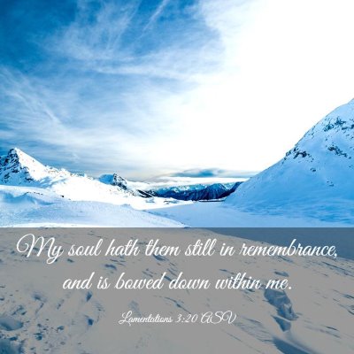 Picture 03 - Lamentations 3:20 ASV - My soul hath them still in remembrance, and is - Bible Verse Picture