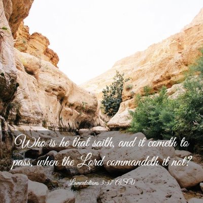 Picture 03 - Lamentations 3:37 ASV - Who is he that saith, and it cometh to pass, when - Bible Verse Picture