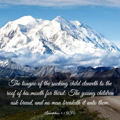 Picture 03 - Lamentations 4:4 ASV - The tongue of the sucking child cleaveth to the - Bible Verse Picture