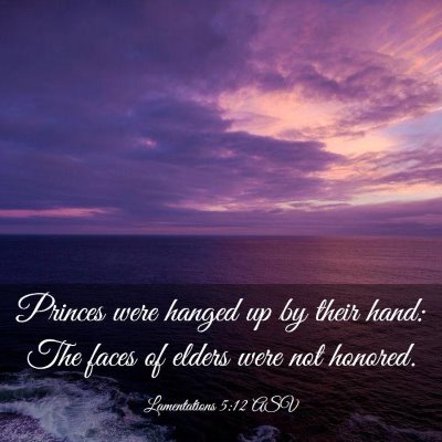 Picture 03 - Lamentations 5:12 ASV - Princes were hanged up by their hand: The faces - Bible Verse Picture
