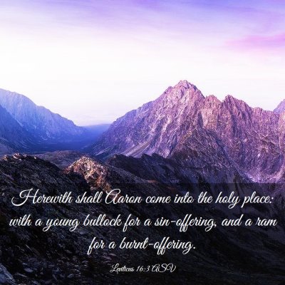 Picture 03 - Leviticus 16:3 ASV - Herewith shall Aaron come into the holy place: - Bible Verse Picture