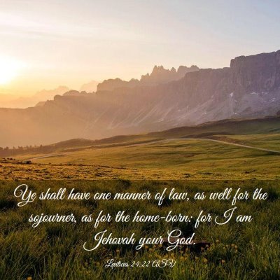 Picture 03 - Leviticus 24:22 ASV - Ye shall have one manner of law, as well for the - Bible Verse Picture