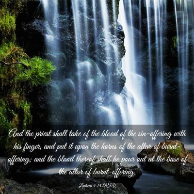 Picture 03 - Leviticus 4:25 ASV - And the priest shall take of the blood of the - Bible Verse Picture