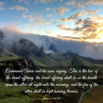 Picture 03 - Leviticus 6:9 ASV - Command Aaron and his sons, saying, This is the - Bible Verse Picture