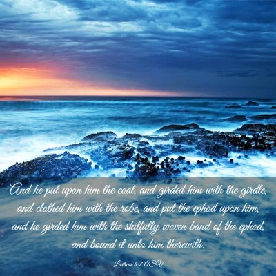 Picture 03 - Leviticus 8:7 ASV - And he put upon him the coat, and girded him with - Bible Verse Picture