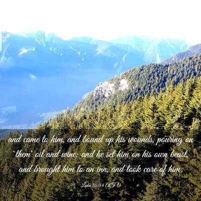 Picture 03 - Luke 10:34 ASV - and came to him, and bound up his wounds, pouring - Bible Verse Picture