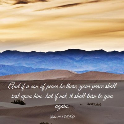 Picture 03 - Luke 10:6 ASV - And if a son of peace be there, your peace shall - Bible Verse Picture