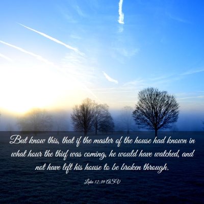 Picture 03 - Luke 12:39 ASV - But know this, that if the master of the house - Bible Verse Picture