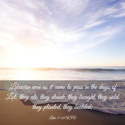 Picture 03 - Luke 17:28 ASV - Likewise even as it came to pass in the days of - Bible Verse Picture