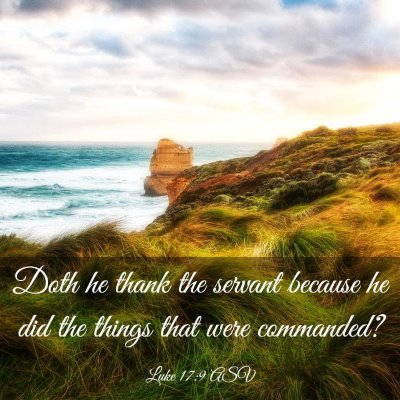 Picture 03 - Luke 17:9 ASV - Doth he thank the servant because he did the - Bible Verse Picture