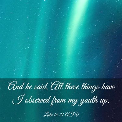 Picture 03 - Luke 18:21 ASV - And he said, All these things have I observed - Bible Verse Picture