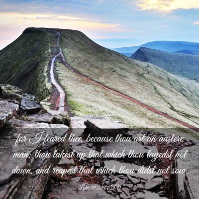 Picture 03 - Luke 19:21 ASV - for I feared thee, because thou art an austere - Bible Verse Picture