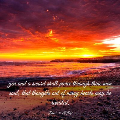 Picture 03 - Luke 2:35 ASV - yea and a sword shall pierce through thine own - Bible Verse Picture
