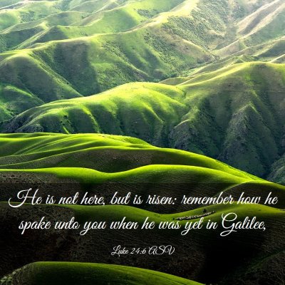 Picture 03 - Luke 24:6 ASV - He is not here, but is risen: remember how he - Bible Verse Picture