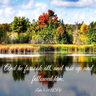 Picture 03 - Luke 5:28 ASV - And he forsook all, and rose up and followed - Bible Verse Picture