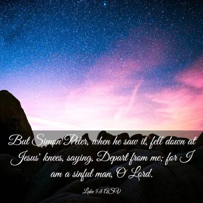 Picture 03 - Luke 5:8 ASV - But Simon Peter, when he saw it, fell down at - Bible Verse Picture