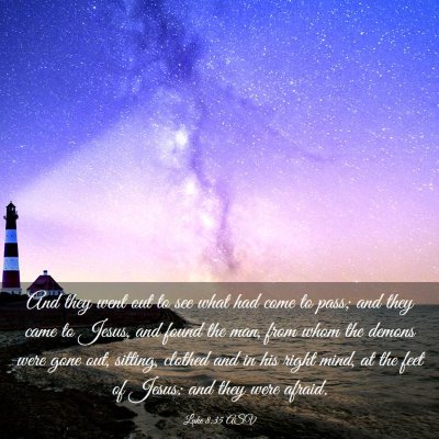 Picture 03 - Luke 8:35 ASV - And they went out to see what had come to pass; - Bible Verse Picture