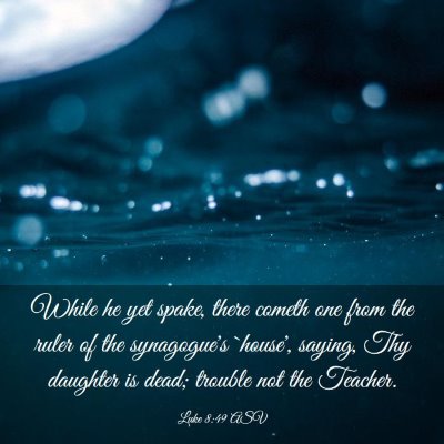 Picture 03 - Luke 8:49 ASV - While he yet spake, there cometh one from the - Bible Verse Picture