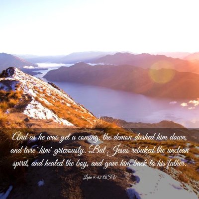 Picture 03 - Luke 9:42 ASV - And as he was yet a coming, the demon dashed him - Bible Verse Picture