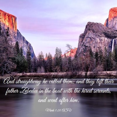 Picture 03 - Mark 1:20 ASV - And straightway he called them: and they left - Bible Verse Picture
