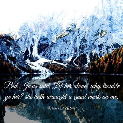 Picture 03 - Mark 14:6 ASV - But Jesus said, Let her alone; why trouble ye - Bible Verse Picture