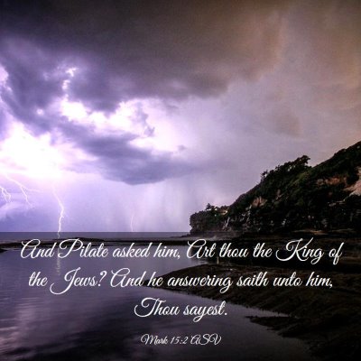 Picture 03 - Mark 15:2 ASV - And Pilate asked him, Art thou the King of the - Bible Verse Picture