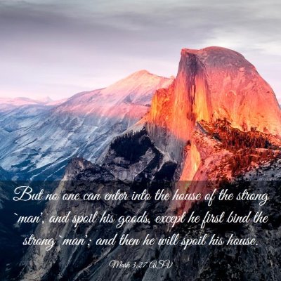 Picture 03 - Mark 3:27 ASV - But no one can enter into the house of the strong - Bible Verse Picture