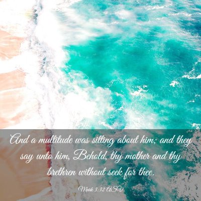 Picture 03 - Mark 3:32 ASV - And a multitude was sitting about him; and they - Bible Verse Picture