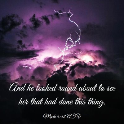 Picture 03 - Mark 5:32 ASV - And he looked round about to see her that had - Bible Verse Picture