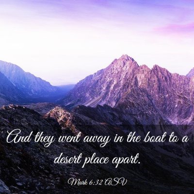 Picture 03 - Mark 6:32 ASV - And they went away in the boat to a desert place - Bible Verse Picture