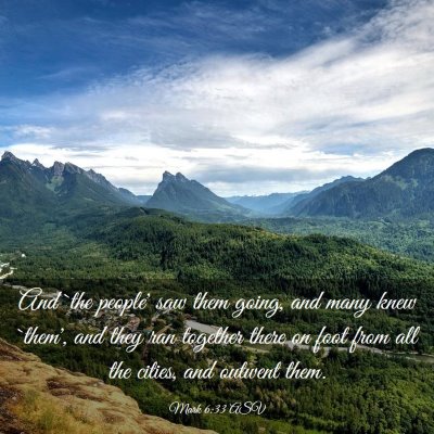 Picture 03 - Mark 6:33 ASV - And `the people' saw them going, and many knew - Bible Verse Picture