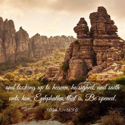 Picture 03 - Mark 7:34 ASV - and looking up to heaven, he sighed, and saith - Bible Verse Picture