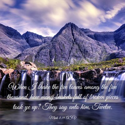 Picture 03 - Mark 8:19 ASV - When I brake the five loaves among the five - Bible Verse Picture