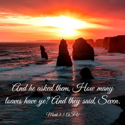 Picture 03 - Mark 8:5 ASV - And he asked them, How many loaves have ye? And - Bible Verse Picture