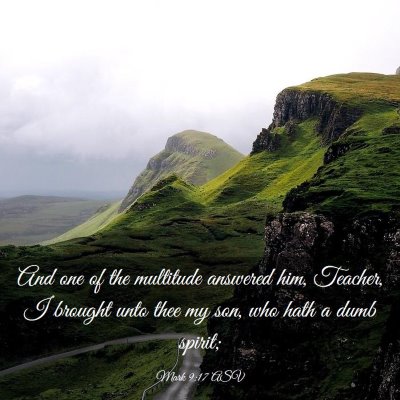 Picture 03 - Mark 9:17 ASV - And one of the multitude answered him, Teacher, I - Bible Verse Picture