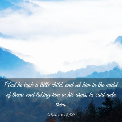 Picture 03 - Mark 9:36 ASV - And he took a little child, and set him in the - Bible Verse Picture