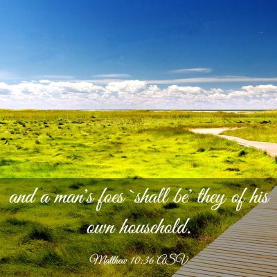 Picture 03 - Matthew 10:36 ASV - and a man's foes `shall be' they of his own - Bible Verse Picture