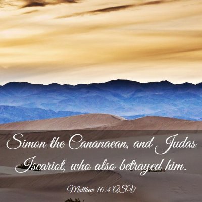 Picture 03 - Matthew 10:4 ASV - Simon the Cananaean, and Judas Iscariot, who also - Bible Verse Picture