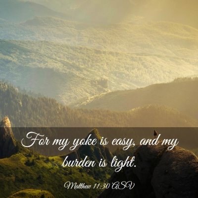 Picture 03 - Matthew 11:30 ASV - For my yoke is easy, and my burden is - Bible Verse Picture