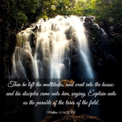 Picture 03 - Matthew 13:36 ASV - Then he left the multitudes, and went into the - Bible Verse Picture