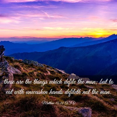 Picture 03 - Matthew 15:20 ASV - these are the things which defile the man; but to - Bible Verse Picture