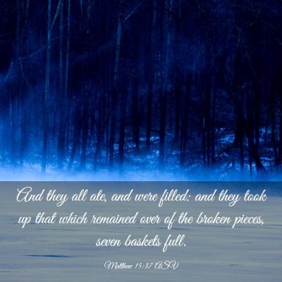 Picture 03 - Matthew 15:37 ASV - And they all ate, and were filled: and they took - Bible Verse Picture