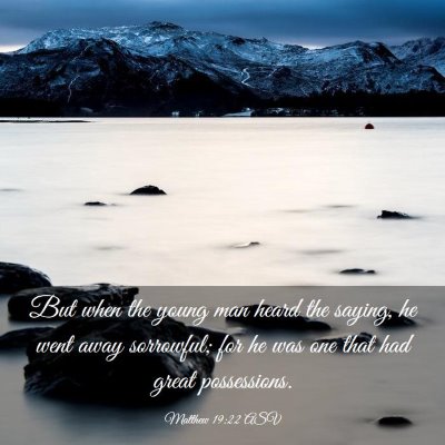 Picture 03 - Matthew 19:22 ASV - But when the young man heard the saying, he went - Bible Verse Picture